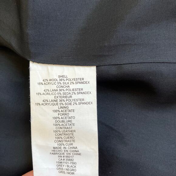 Bebe Sz XS Y2K Wool Silk Blend Tweed Blazer Fitted Feminine Leather Panels Sexy - Picture 11 of 16